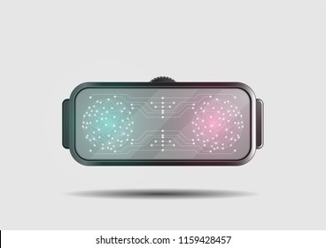 A grey background Abstract innovation of technology, virtual reality glasses.