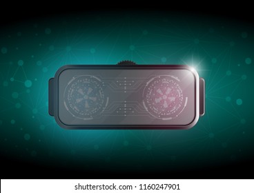 A grey background Abstract innovation of technology, virtual reality glasses.