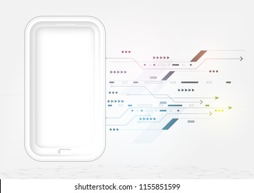 A grey background Abstract technology of smart phone concept on innovative elements Hi-tech communication.