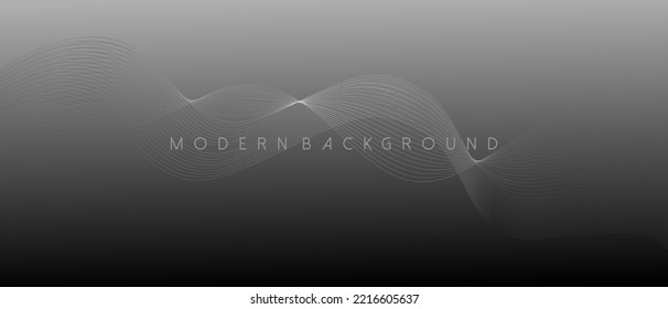 Grey background with abstract wavy lines design. Vector illustration