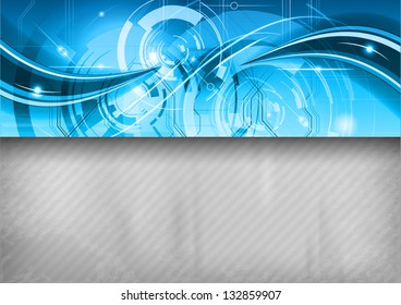 grey background with blue abstract top