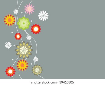 grey background with colorful flower