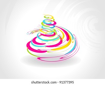 grey background with colorful spiral pattern xmas tree