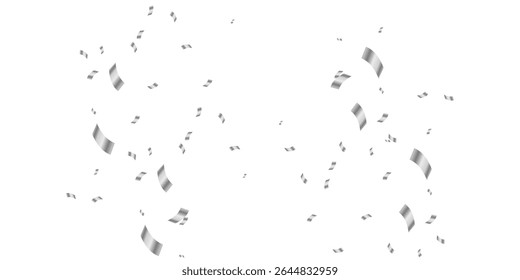 Grey Background Confetti and Snowfall Composition with Silver Dust and Sparkling Frame. Silver Dust Confetti Burst and Snowfall Overlay with Glitter Frame on Grey Vector