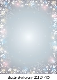 grey background with  frame of snowflakes,  vector
