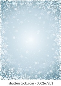 Grey background with  frame of snowflakes,  vector illustration