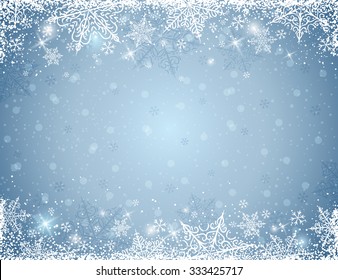 grey background with  frame of snowflakes,  vector illustration