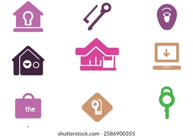 Grey Background Icons Set | Simple Shapes for Web Design, 
