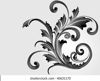 grey background with isolated calligraphic pattern illustration