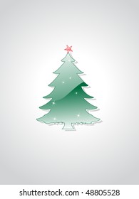 grey background with isolated christmas tree, vector illustration