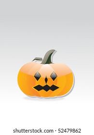 grey background with isolated glossy halloween pumpkin