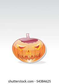 grey background with isolated glossy halloween pumpkin