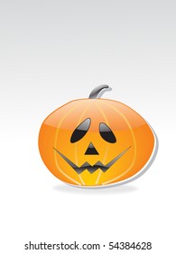 grey background with isolated glossy halloween pumpmkin