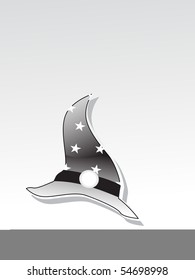grey background with isolated glossy halloween hat