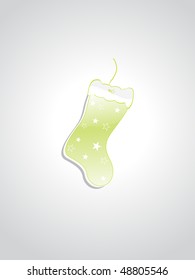 grey background with isolated green stocking, vector illustration