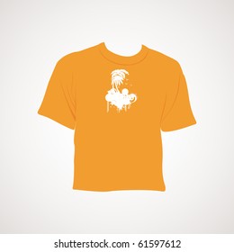 grey background with isolated orange t shirt