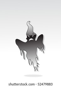 grey background with isolated witch, vector wallpaper