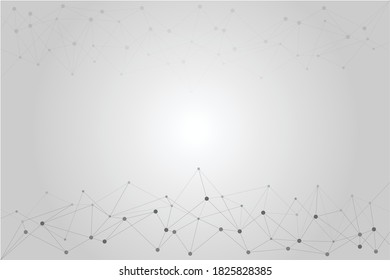 Grey Background with Line and Dot connection with Light blub on center.