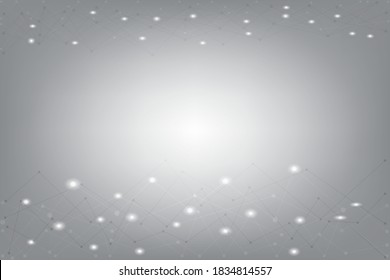 Grey Background with line and dot pattern Connections with light modern technology networking concept
