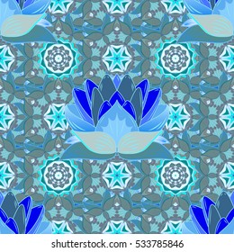 Grey background. Mandalas. Lotus. vector illustration texture.