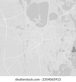 Grey background map of Debrecen, Hungarian city