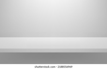 Grey background. Minimal 3d shelf. 3d podium for product display. Vector illustration.