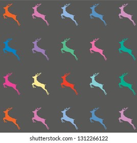grey background on colorful deer trendy pattern vector