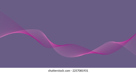 Grey background Pink wave lines Flowing waves Abstract digital equalizer sound wave. Flow. Line Vector illustration for tech futuristic innovation concept Purple Violet background Graphic design Curve