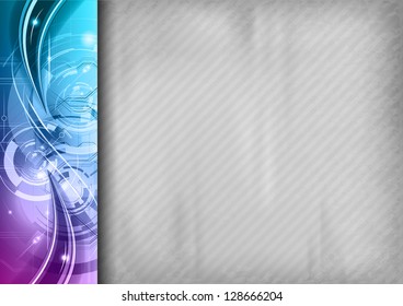 grey background with purple abstract border on the left