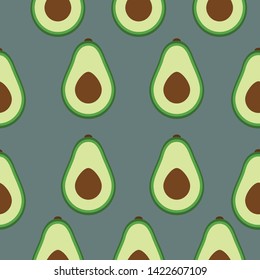 Grey background seamless avocado vegetables pattern vector