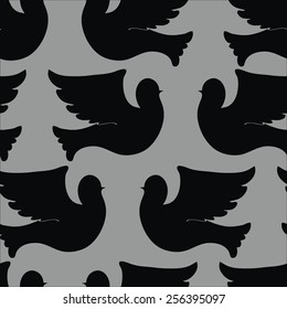 grey background with silhouettes of doves