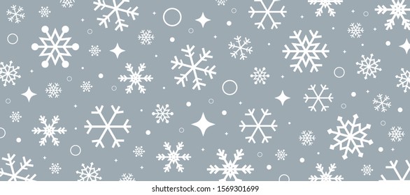 Grey background with snowflakes. Wrapping paper background with snowflakes. Vector