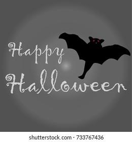 Grey background with text and a bat, Halloween, Vector illustration