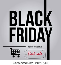 a grey background with text and a cart for black friday