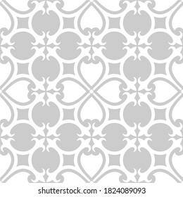 Grey background with white patterns for background, fabric and stencils.