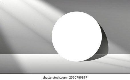 Grey Background,White Light,Shadow Overlay on Podium Stage Display Mirror,Autumn Backdrop 3d for Cosmetic product presentation,Vector Platform composition Spring,Summer,Winter Banner