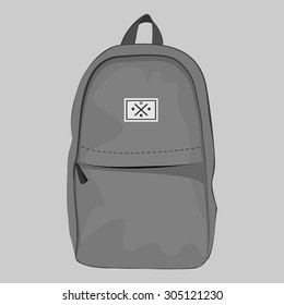 Grey backpack with a pocket with zipper closure