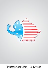 grauer Hintergrund mit isoliertem Elefanten in unserer Flagge
