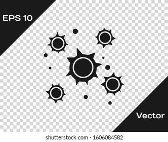 Grey Bacteria icon isolated on transparent background. Bacteria and germs, microorganism disease causing, cell cancer, microbe, virus, fungi.  Vector Illustration