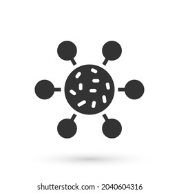Graue Bakterien-Symbol einzeln auf weißem Hintergrund. Bakterien und Keime, Erreger von Mikroorganismen, Zellkrebs, Mikrobe, Virus, Pilze.  Vektorgrafik
