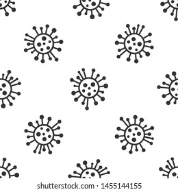 Grey Bacteria icon isolated seamless pattern on white background. Bacteria and germs, microorganism disease causing, cell cancer, microbe, virus, fungi.  Vector Illustration