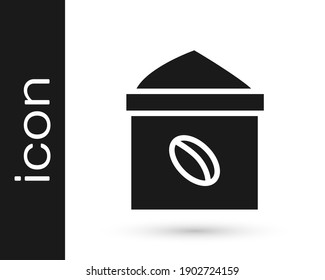 Grey Bag of coffee beans icon isolated on white background.  Vector Illustration
