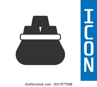 Bolsa gris de barras doradas icono aislado en fondo blanco. Descarga con bares dorados.  Vector