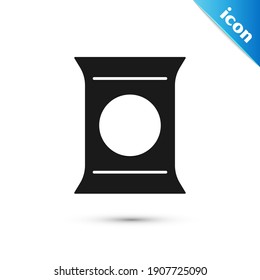 Grey Bag or packet potato chips icon isolated on white background.  Vector