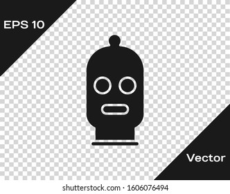 Grey Balaclava icon isolated on transparent background. A piece of clothing for winter sports or a mask for a criminal or a thief.  Vector Illustration