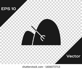 Grey Bale of hay and rake icon isolated on transparent background.  Vector Illustration