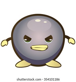 Grey Ball With Mad Face, Hands and Eyes Anger Cartoon Vector