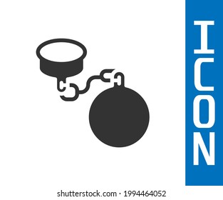 Ball gris en el icono de la cadena aislado en el fondo blanco.  Vector
