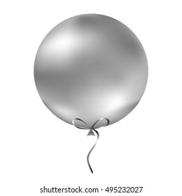 Grey balloon. Vector illustration of shiny glossy air 3d ball isolated. design elements