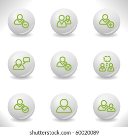 Grey balls with green icon and shadow (set 7).